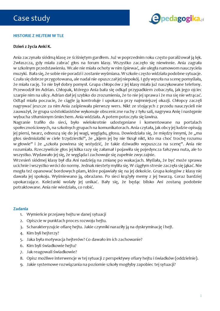 Jak rozpoznać bullying i hejt? Scenariusz warsztatu psychoedukacyjnego dla nauczycieli, wychowawców, psychologów i pedagogów szkolnych