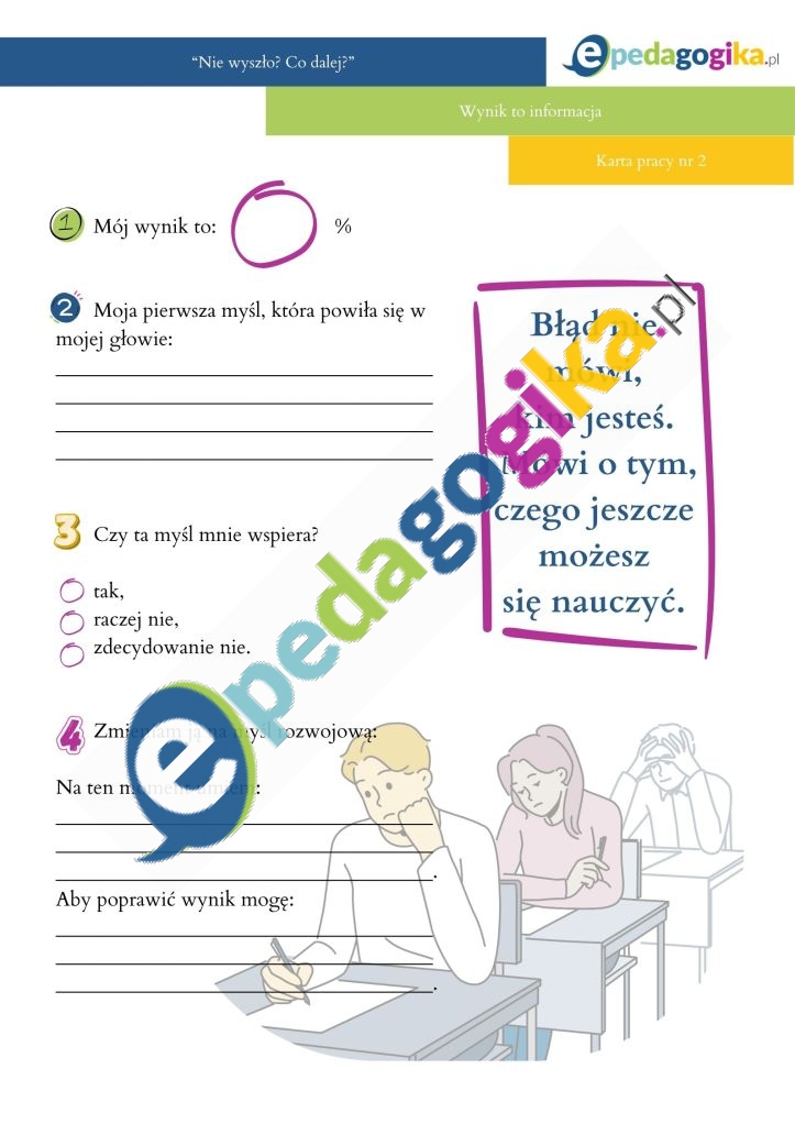   Nie wyszło. Co dalej? Scenariusz zajęć psychoedukacyjnych dla uczniów klasy VIII szkoły podstawowej po egzaminach próbnych