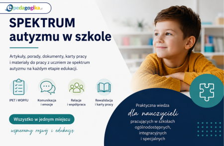  Spektrum autyzmu w szkole – materiały, IPET i karty pracy 