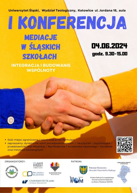 Zapraszamy na I konferencję Mediacje w śląskich szkołach – integracja i budowanie wspólnoty