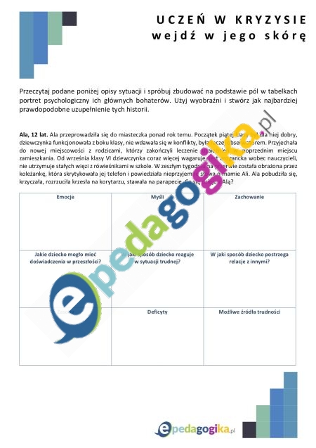 Karta pracy nr 1. Uczeń w kryzysie. Wejdź w jego skórę