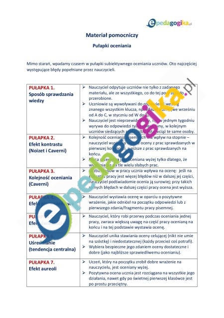 Materiał pomocniczy Pułapki oceniania1