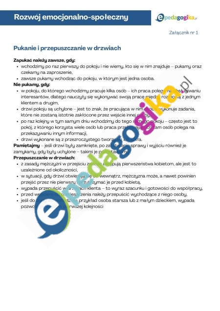 Załącznik nr 1. Pukanie i przepuszczanie w drzwiach