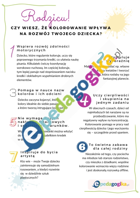   Kolorowanie wspiera rozwój dziecka – ulotka dla rodziców