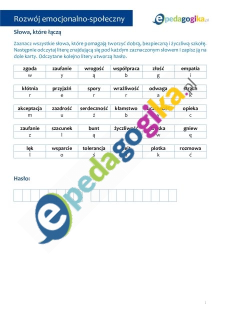   Słowa, które łączą – pakiet 3 kart pracy o szacunku, życzliwości i reagowaniu na przemoc