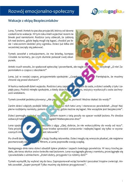  Wakacje z Ekipą Bezpieczniaków. Uczymy się odpowiedzialności