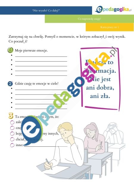   Nie wyszło. Co dalej? Scenariusz zajęć psychoedukacyjnych dla uczniów klasy VIII szkoły podstawowej po egzaminach próbnych