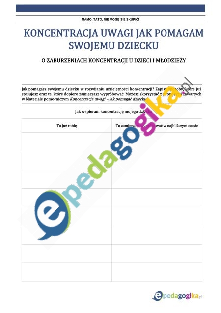 Karta pracy Jak pomagam swojemu dziecku