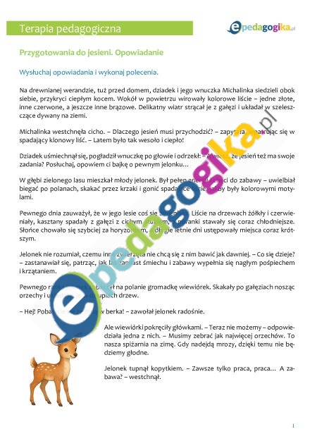   Jelonek uczy się emocji – jesienne karty pracy z nagraniem audio