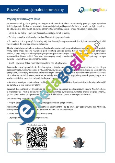 Wyścig w zimowym lesie. Wygrywam, przegrywam – uczę się rywalizować. Scenariusz zajęć